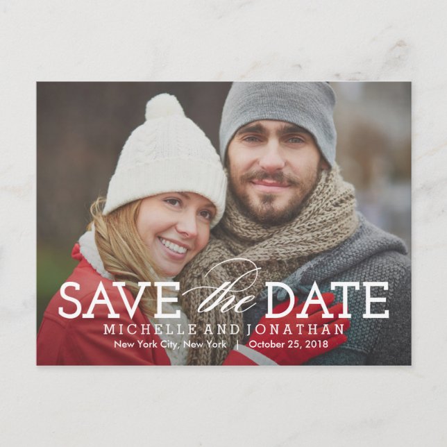 Anúncio Cartão Postal de Save The Date Simplesmente Atempo (Frente)