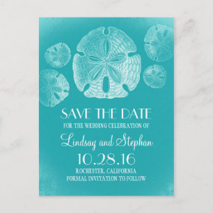 Anúncio Cartão postal de Save the Date turquesa da Praia d
