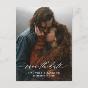 Anúncio Cartão postal de save the date vertical fluído