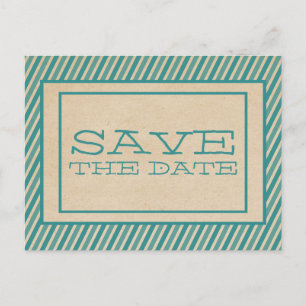 Anúncio Cartão postal de Teal Trendy Stripes para salvar a