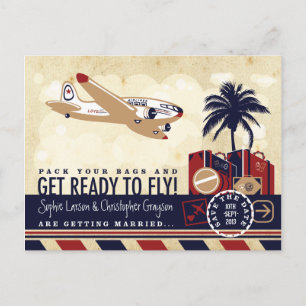 Anúncio Cartão postal de viagem aérea antiga para salvar a