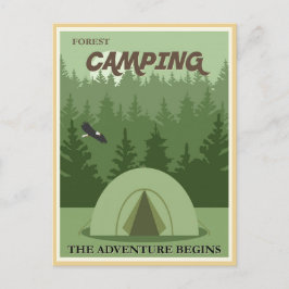 Anúncio cartão postal de vintage Forest camping