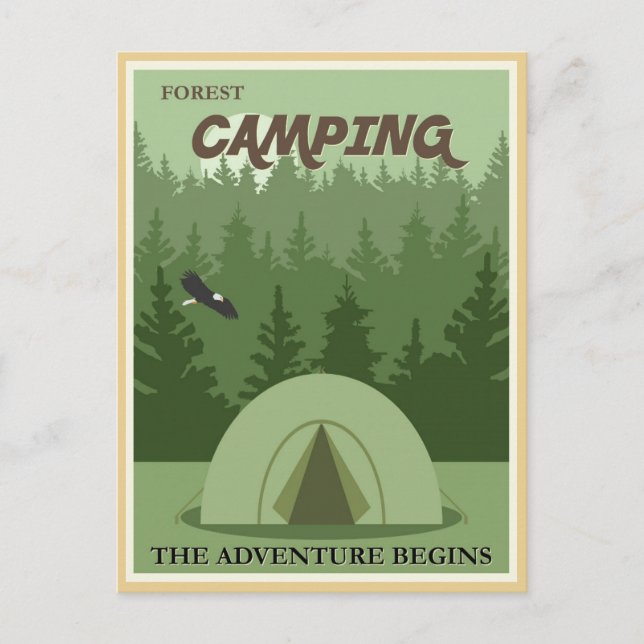 Anúncio cartão postal de vintage Forest camping (Frente)