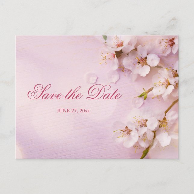 Anúncio Cartão Postal Elegante de Save The Date de Flor de (Frente)