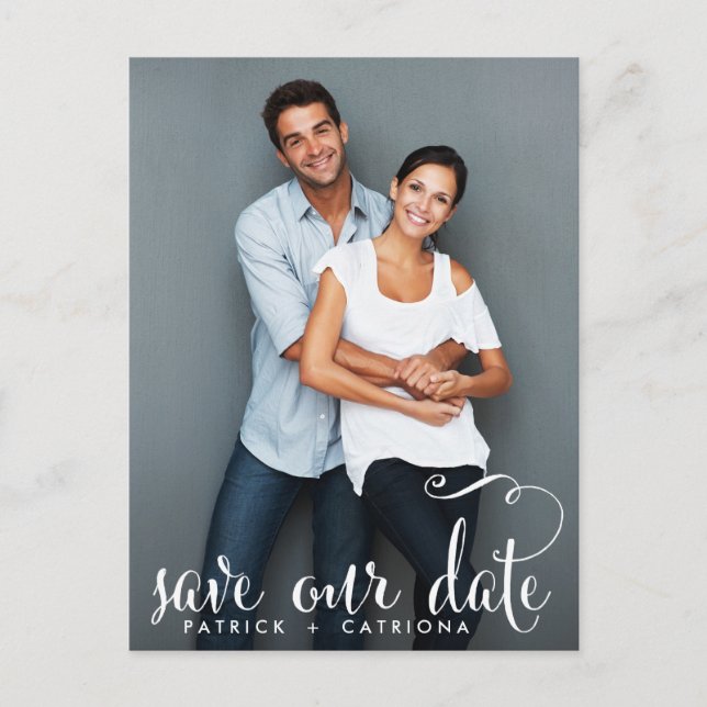 Anúncio Cartão postal para salvar nossa data com foto de r (Frente)