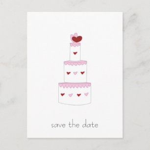 Anúncio Cartão postal "Salve a Data" do bolo de casamento