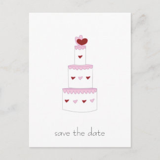 Anúncio Cartão postal "Salve a Data" do bolo de casamento