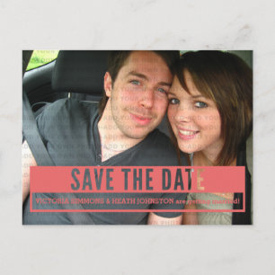 Anúncio Cartão postal Vermelho Moderno de Save the Date co