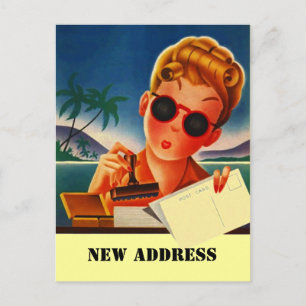 Anúncio Cartão Postal Viagem Retro Contato Nova Mudança de