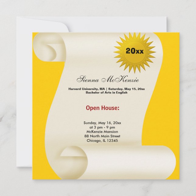Anúncio Casa Aberta de Formatura (Amarelo) (Frente)