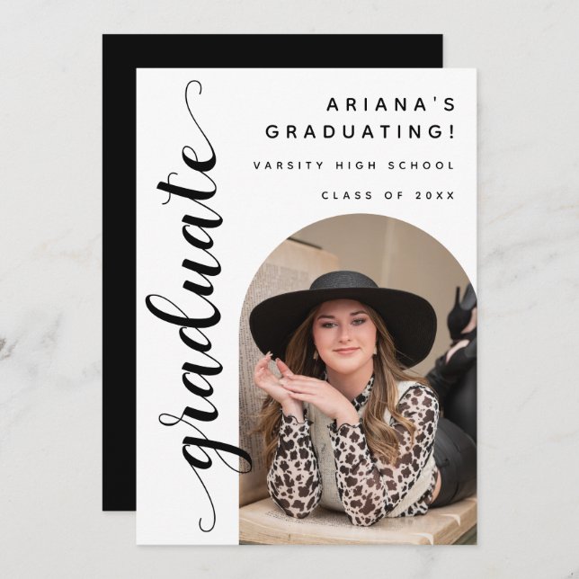 Anúncio Casa Aberta de Graduação de Script Chic Moderno (Frente/Verso)