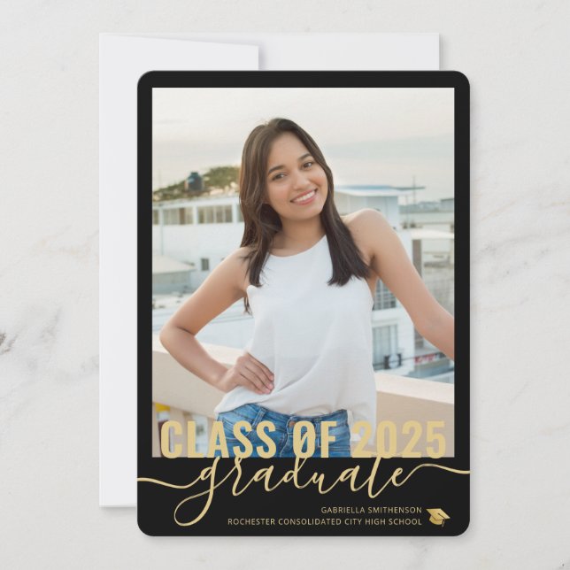 Anúncio Casa Aberta do Graduação Negra Moderna Colagem de  (Frente)