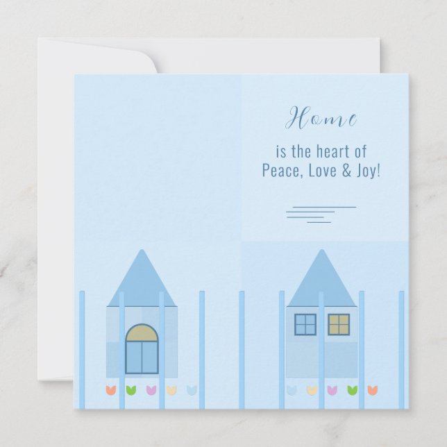 Anúncio Casa, Cerca e Tulipas Coloridas Festa Azul Convida (Frente)