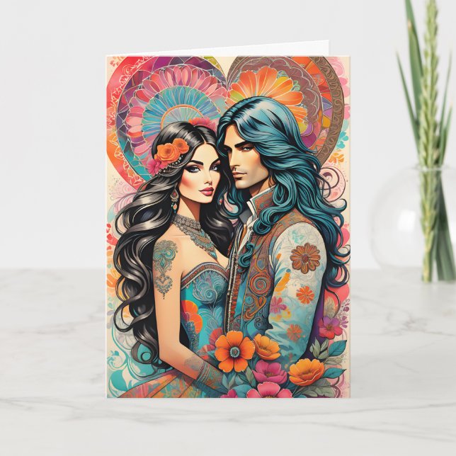 Anúncio Casal Hippie com Coração Psicodélico (Frente)