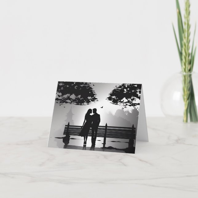 Anúncio Casal Romântico de Silhouette em Park Date (Frente)