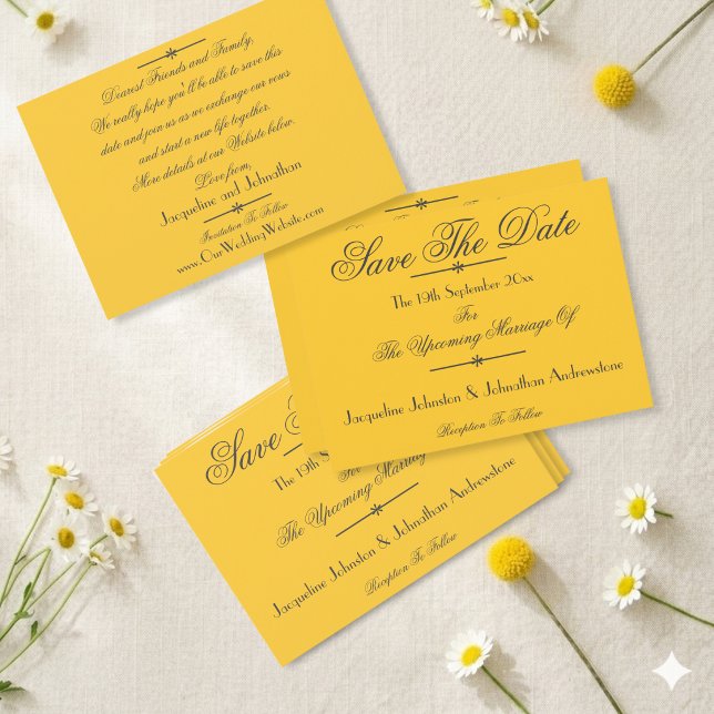 Anúncio Casamento Amarelo Ensolarado Escrito Escuro Salve  (Just lovely! A timeless elegant classic.)