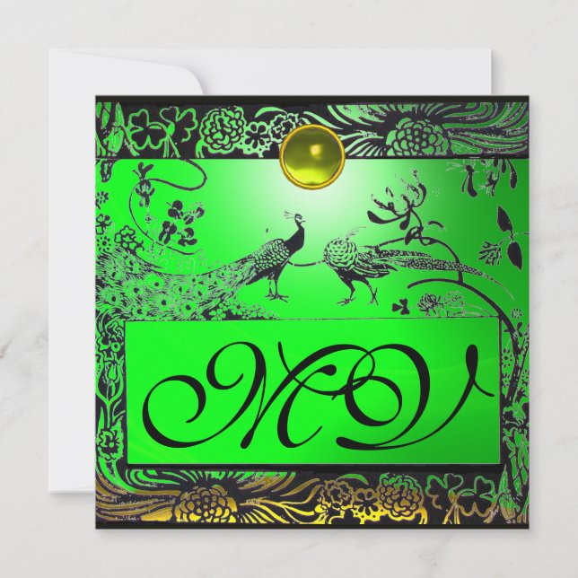 Anúncio CASAMENTO AVES DE AMOR MONOGRAMA esmeralda amarela (Frente)