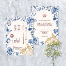 Casamento Bilingue Floral de Pérola Chinês