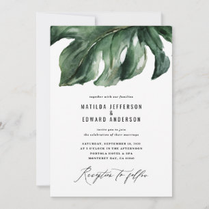 Anúncio Casamento com folhagem de folhas de palmeira minim
