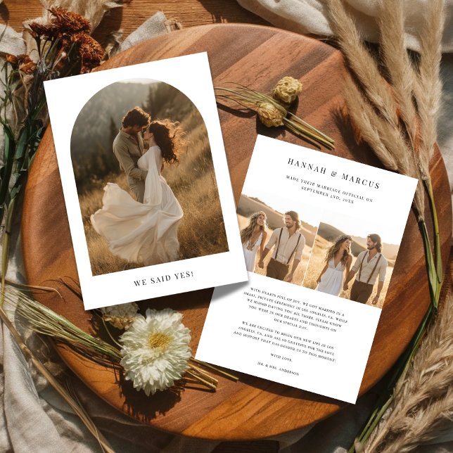 Anúncio Casamento com Foto de Elopement no Arco Rústico Nó (Criador carregado)