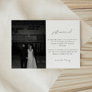 Anúncio Casamento com Fuga Minimalista Foto Preto e Branco