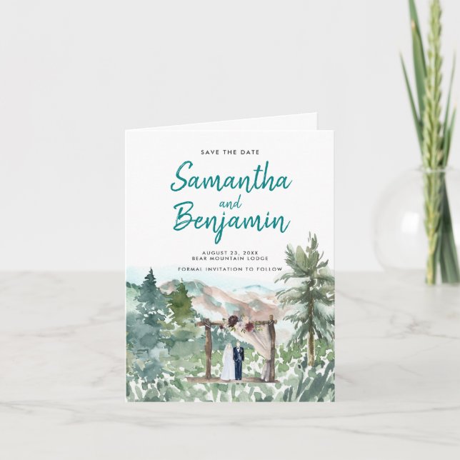 Anúncio Casamento da Linha Cronológica de Cores d'Água Sal (Frente)