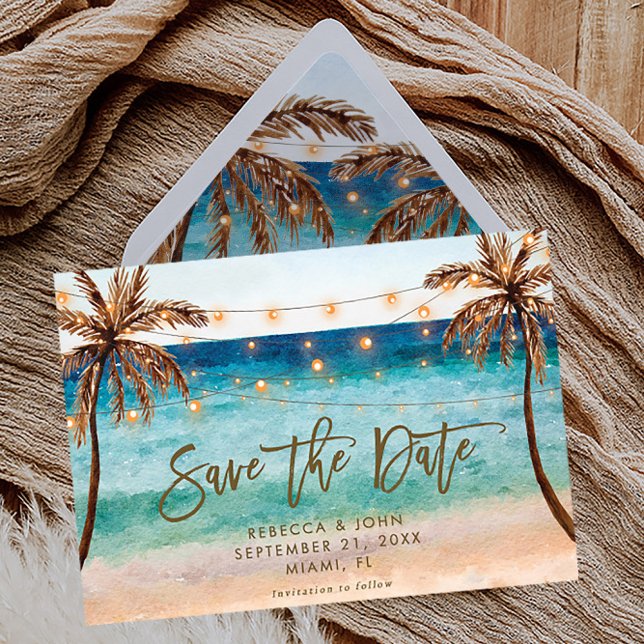 Anúncio casamento de boho Beach salvar o cartão postal (Criador carregado)