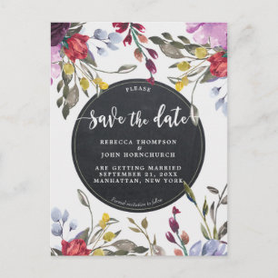Anúncio casamento de boho wildflower salve o cartão postal