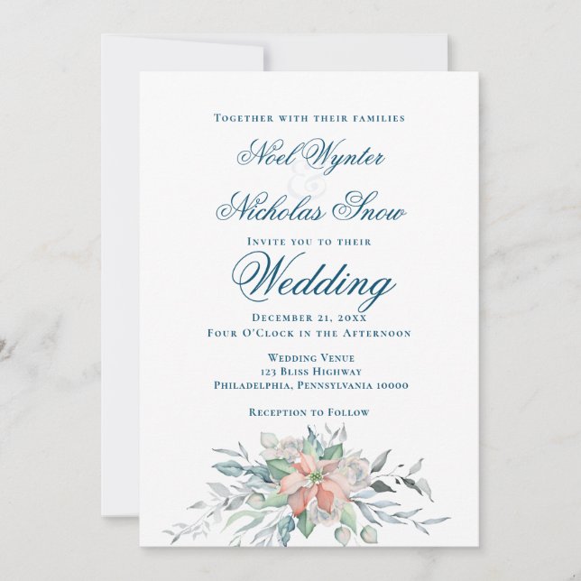 Anúncio Casamento de Buquê de Mágica de Natal/ Poinsettia (Frente)