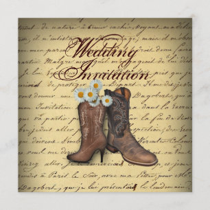 Anúncio casamento de cowboy country western vintage