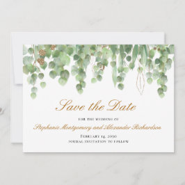 Anúncio Casamento de Data de Salvamento Dourada da Aquarel