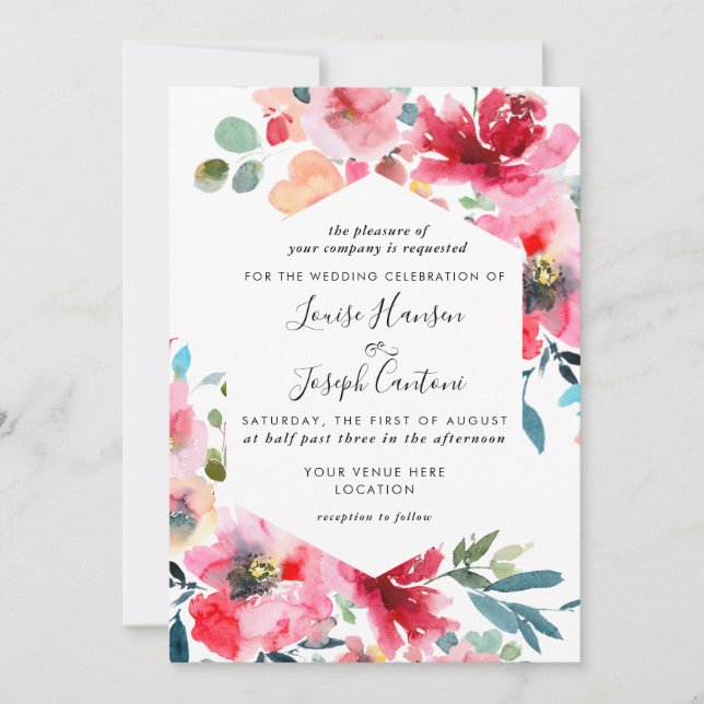 Anúncio Casamento de Flores de Mola de Aquarela (Frente)