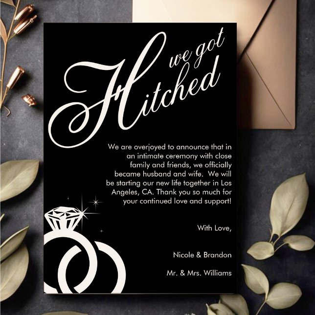 Anúncio Casamento de Fotografias com Anel de Diamante Bran (White & Black Diamond Ring Photo Wedding Announcement)