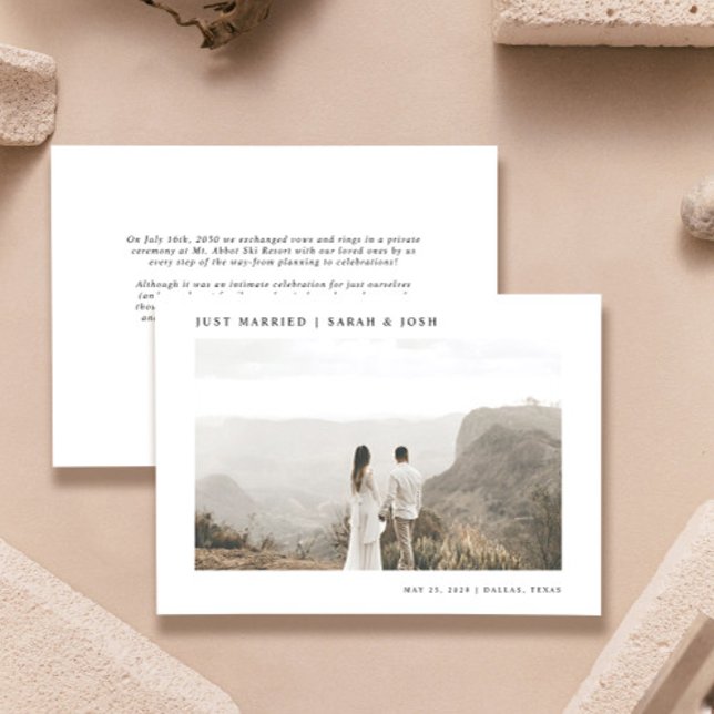 Anúncio Casamento de Fotografias de Recem casados Minimali (Easily personalize this wedding announcement with your photo, details and personalized message)