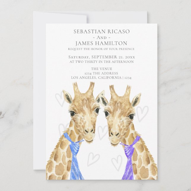 Anúncio Casamento de Gay Girafa em Dois Grooms (Frente)