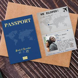 Anúncio Casamento de Passaporte Azul e Amarelo Elotado
