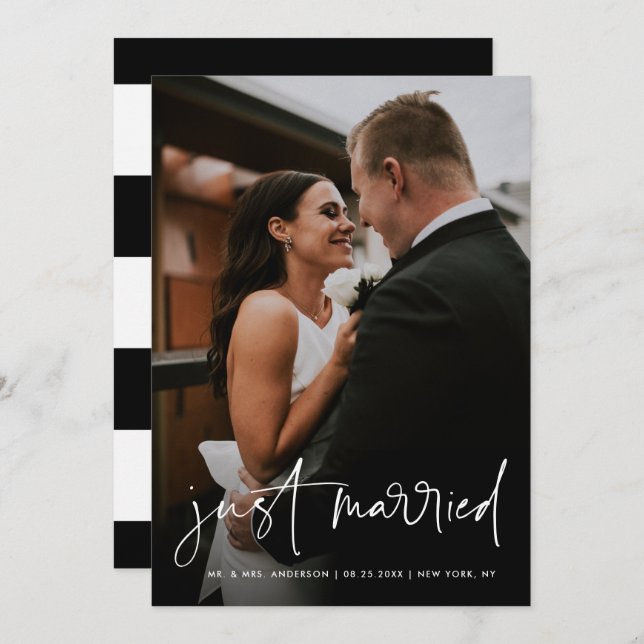 Anúncio Casamento de Recem casados de Script Simples Manus (Frente/Verso)