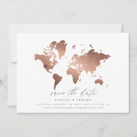 Casamento do mapa do mundo da cor d'água de cobre