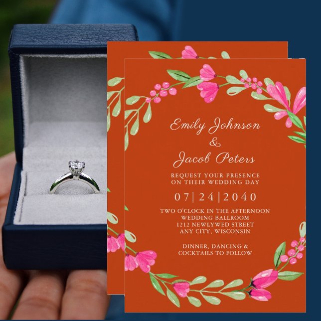 Anúncio Casamento Elegante Vermelho Vermelho Cor-de-rosa-v (Criador carregado)