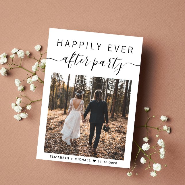 Anúncio Casamento Feliz de Código QR de Foto de Festa Depo (An chic Happily Ever After Party Invitation to set the tone for an unforgettable event)
