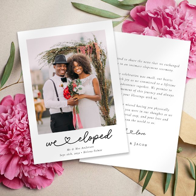 Anúncio Casamento Foto Calligraphy Coração Moderno Nos Fug (Criador carregado)