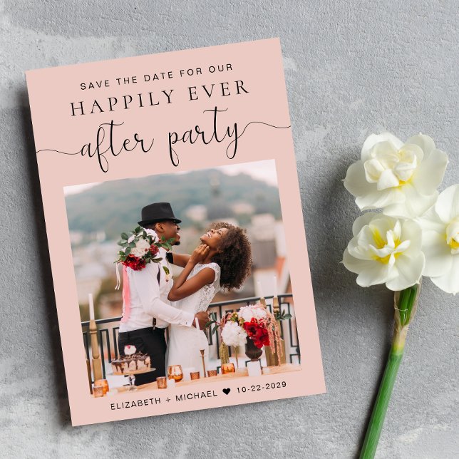 Anúncio Casamento Foto Rubor Recepção Salvar a Data (Criador carregado)