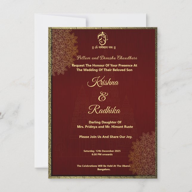Anúncio Casamento indiano elegante Ganesha (Frente)