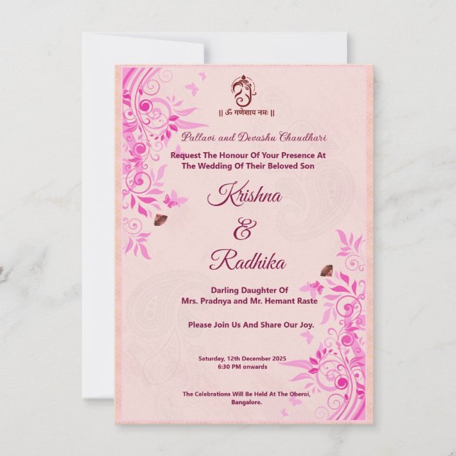 Anúncio Casamento indiano Ganesha Rosa  (Frente)