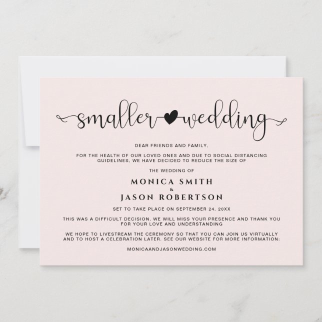 Anúncio Casamento Menor Mudança de Planos Coração Rosa (Frente)