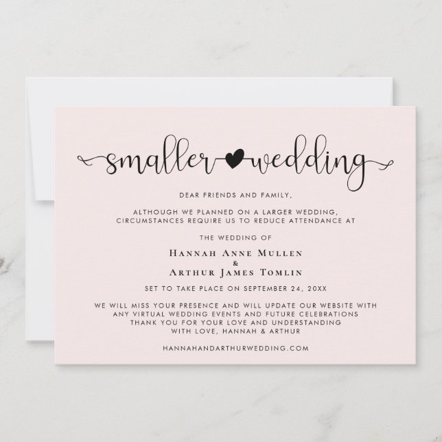 Anúncio Casamento Menor Mudança de Planos Coração Rosa (Frente)