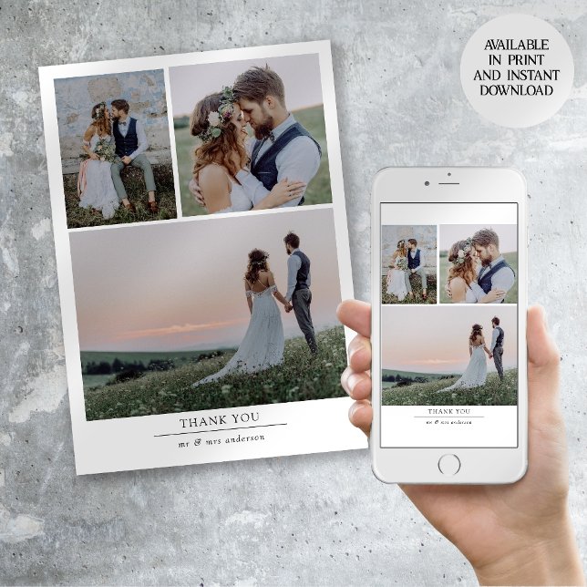 Anúncio Casamento Minimalista de 4 Fotos Obrigado (Criador carregado)