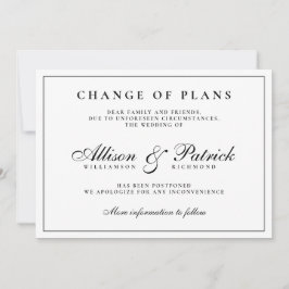 Anúncio Casamento Minimalista Preto e Branco Adiado