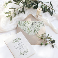 Casamento mínimo moderno de folhagem de oliveira