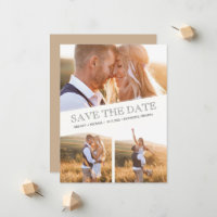 Casamento Moderno de Colagem de Três Fotos Salve a